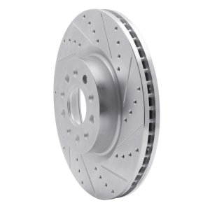 Cadillac CT5 Brake Rotor (1) - Front Right - R1 Concepts - Drilled & Slotted - Silver - `14-`25